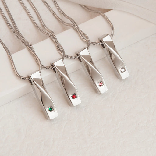 Crystal Birthstone Twisted Bar Cremation Jewelry-Jewelry-Anavia-Afterlife Essentials