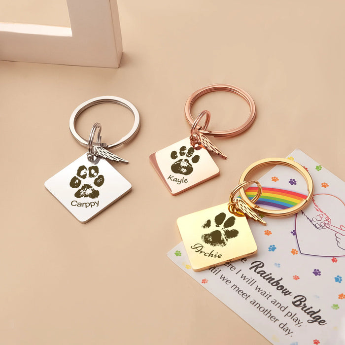 Paw Print Diamond Pet Memorial Key Chain-Jewelry-Anavia-Afterlife Essentials