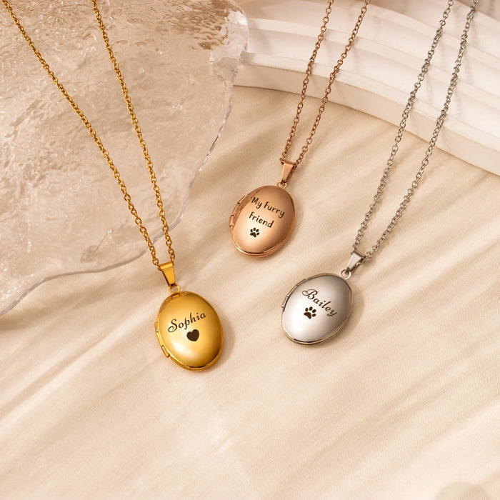 Oval Photo Locket Necklace-Jewelry-Anavia-Afterlife Essentials