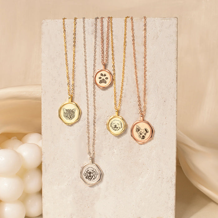 Pet Portrait Stamped Necklace-Jewelry-Anavia-Afterlife Essentials