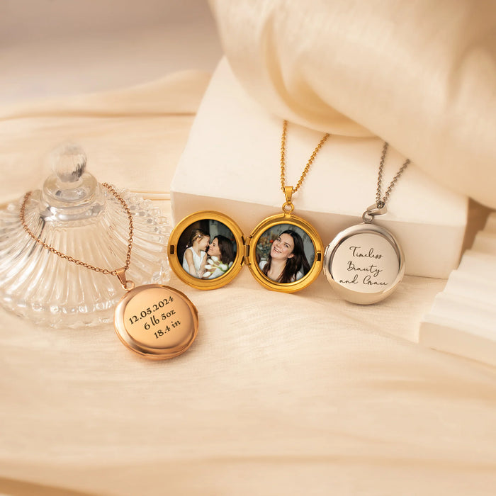 Round Photo Locket Necklace-Jewelry-Anavia-Afterlife Essentials
