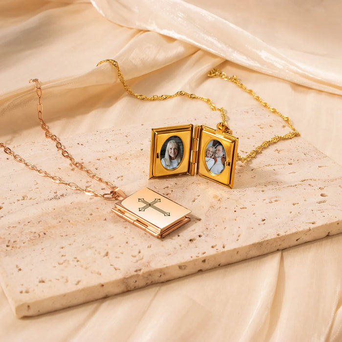 Square Logo Emblem Photo Locket Necklace-Jewelry-Anavia-Afterlife Essentials