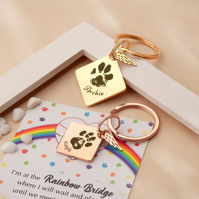 Paw Print Diamond Pet Memorial Key Chain-Jewelry-Anavia-Afterlife Essentials