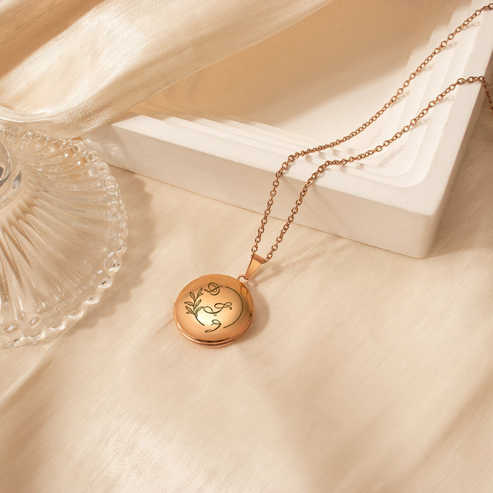 Round Logo Photo Locket Necklace-Jewelry-Anavia-Afterlife Essentials