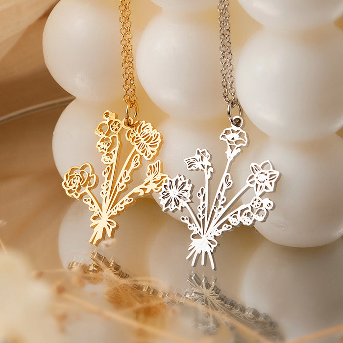 Birth Flower Bouquet Necklace-Jewelry-Anavia-Afterlife Essentials