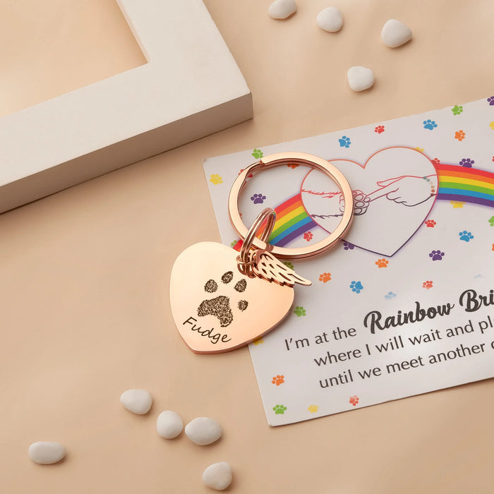 Paw Print Heart Pet Memorial Key Chain-Jewelry-Anavia-Afterlife Essentials