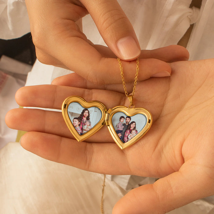 Heart Build Your Own Bouquet Photo Locket Necklace-Jewelry-Anavia-Afterlife Essentials