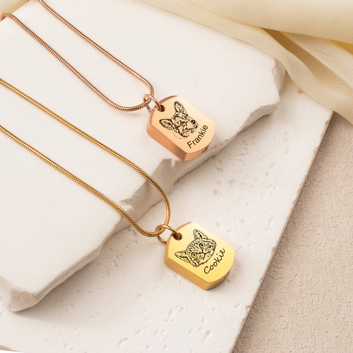 Custom Pet Portrait Dog Tag Memorial Necklace Cremation Jewelry-Jewelry-Anavia-Afterlife Essentials