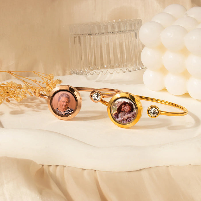 Photo Locket Cuff Bangle Bracelet-Jewelry-Anavia-Afterlife Essentials