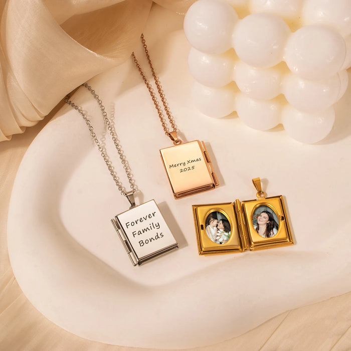 Square Photo Locket Necklace-Jewelry-Anavia-Afterlife Essentials
