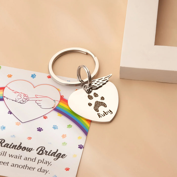 Paw Print Heart Pet Memorial Key Chain-Jewelry-Anavia-Afterlife Essentials