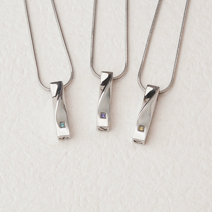 Crystal Birthstone Twisted Bar Cremation Jewelry-Jewelry-Anavia-Afterlife Essentials