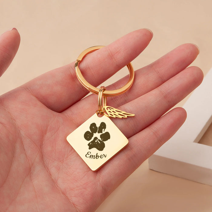 Paw Print Diamond Pet Memorial Key Chain-Jewelry-Anavia-Afterlife Essentials