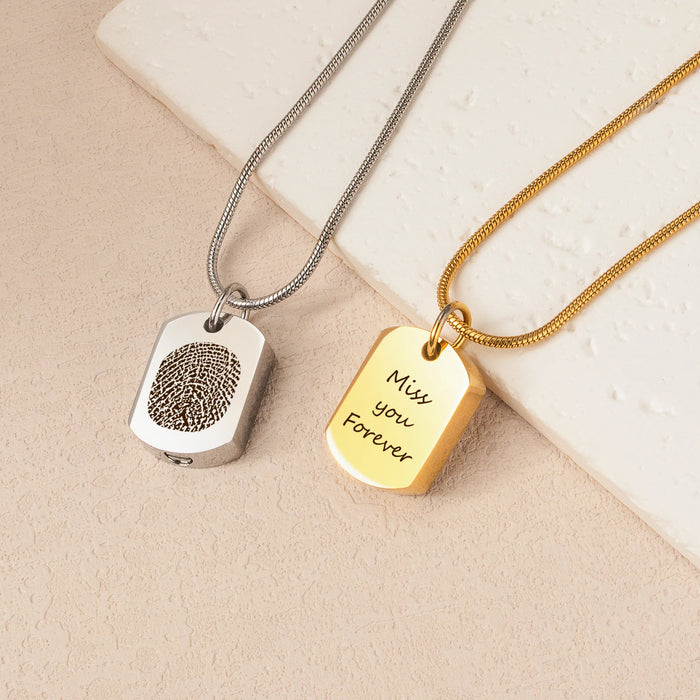 Dog Tag Fingerprint Memorial Necklace Cremation Jewelry-Jewelry-Anavia-Afterlife Essentials