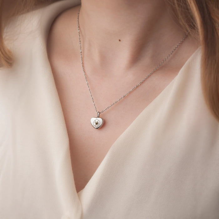 Birth Flower Mini Heart Memorial Necklace Cremation Jewelry-Jewelry-Anavia-Afterlife Essentials