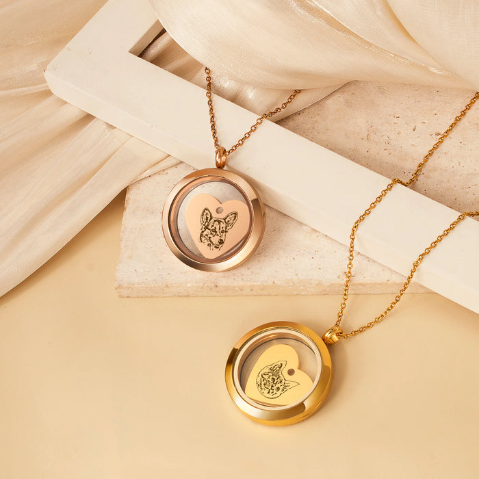 Pet Portrait Charm Photo Locket Necklace-Jewelry-Anavia-Afterlife Essentials
