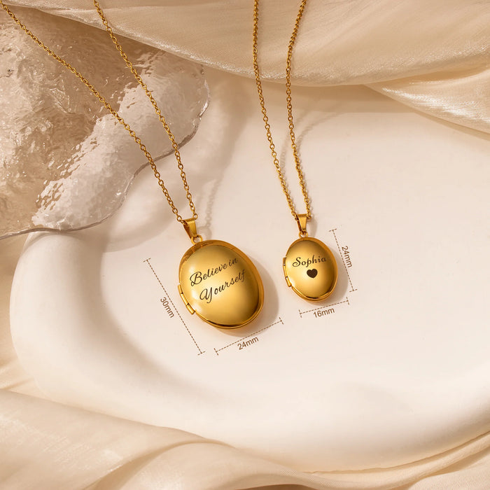 Oval Photo Locket Necklace-Jewelry-Anavia-Afterlife Essentials