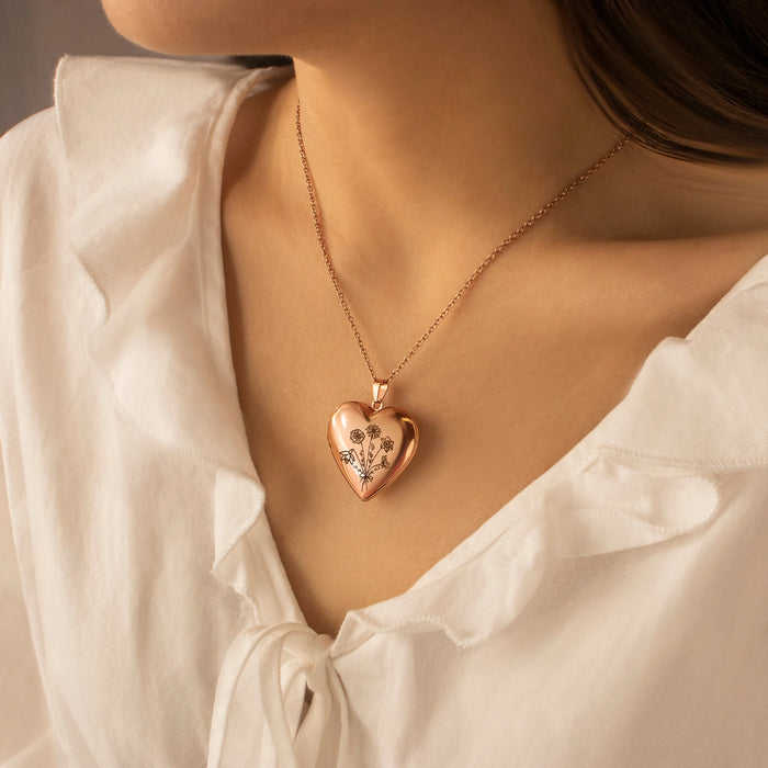 Heart Build Your Own Bouquet Photo Locket Necklace-Jewelry-Anavia-Afterlife Essentials