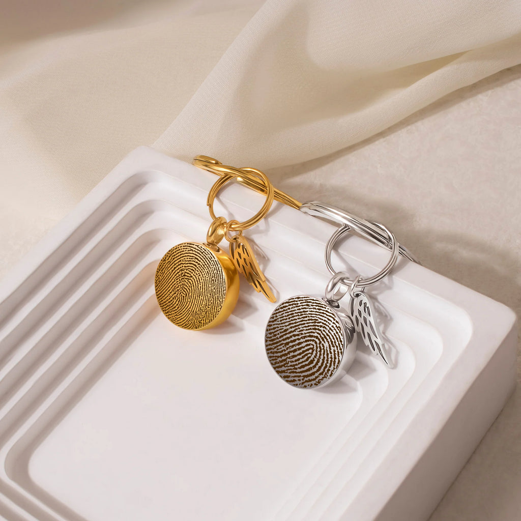 Round Fingerprint-Handwriting Coin Memorial Key Chain — Afterlife ...