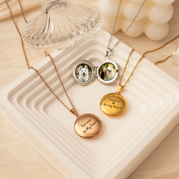 Round Photo Locket Necklace-Jewelry-Anavia-Afterlife Essentials