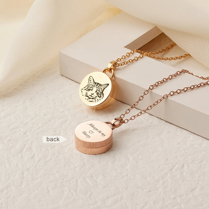 Pet Portrait Coin Memorial Cable Chain Necklace Cremation Jewelry-Jewelry-Anavia-Afterlife Essentials