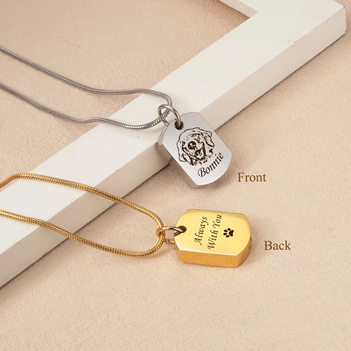 Custom Pet Portrait Dog Tag Memorial Necklace Cremation Jewelry-Jewelry-Anavia-Afterlife Essentials
