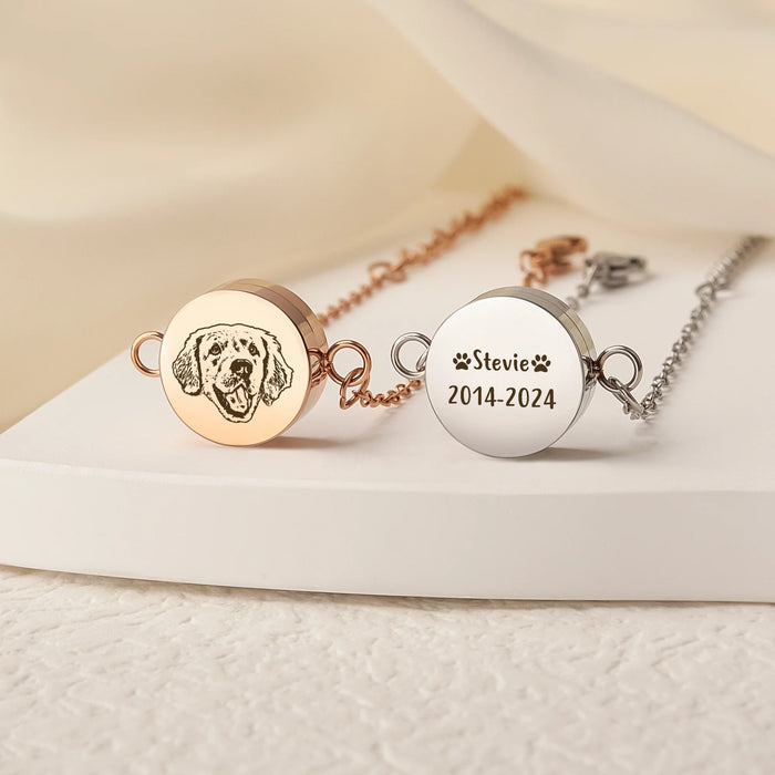 Pet Portrait Round Coin Memorial Bracelet Cremation Jewelry-Jewelry-Anavia-Afterlife Essentials