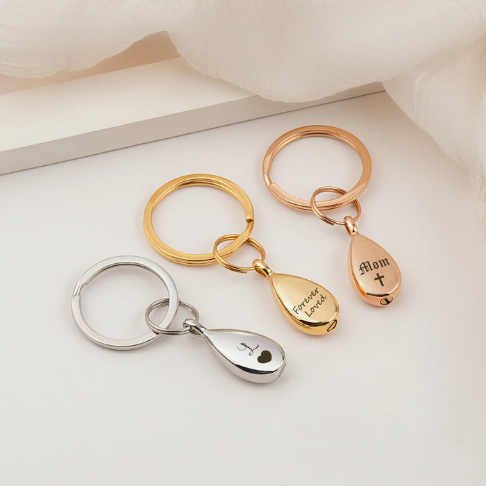 Pet Portrait Teardrop Memorial Key Chain Cremation Jewelry-Jewelry-Anavia-Afterlife Essentials