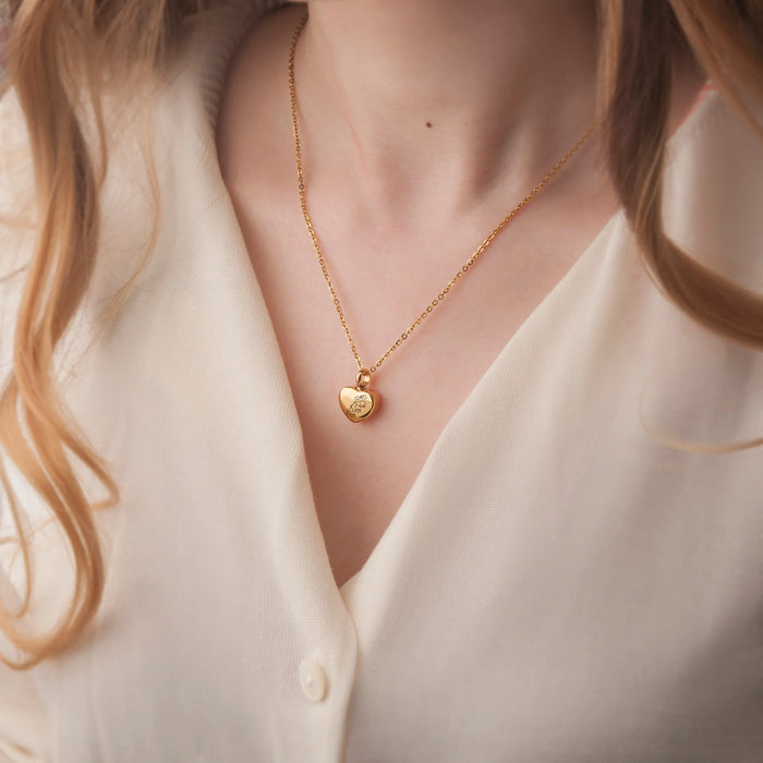 Birth Flower Mini Heart Memorial Necklace Cremation Jewelry-Jewelry-Anavia-Afterlife Essentials