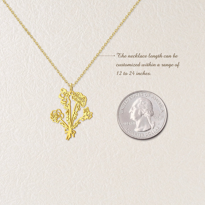Birth Flower Bouquet Necklace-Jewelry-Anavia-Afterlife Essentials