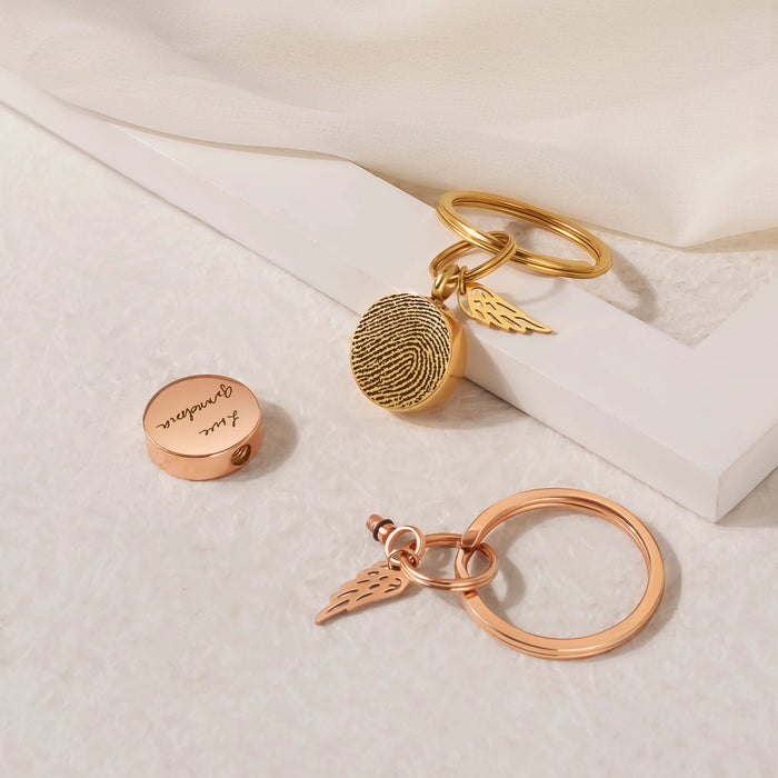Round Fingerprint-Handwriting Coin Memorial Key Chain-Jewelry-Anavia-Afterlife Essentials