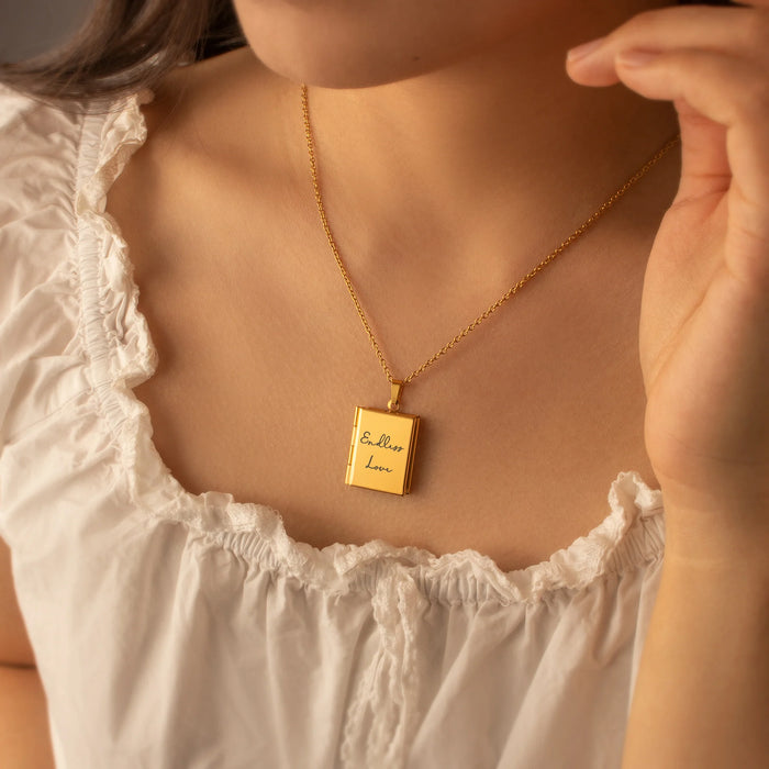 Square Photo Locket Necklace-Jewelry-Anavia-Afterlife Essentials
