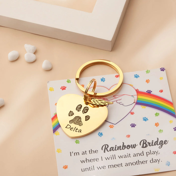 Paw Print Heart Pet Memorial Key Chain-Jewelry-Anavia-Afterlife Essentials