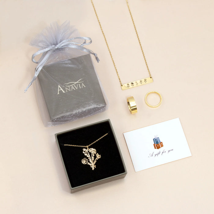 Birth Flower Bouquet Necklace-Jewelry-Anavia-Afterlife Essentials