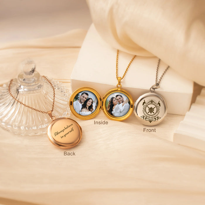 Round Logo Photo Locket Necklace-Jewelry-Anavia-Afterlife Essentials