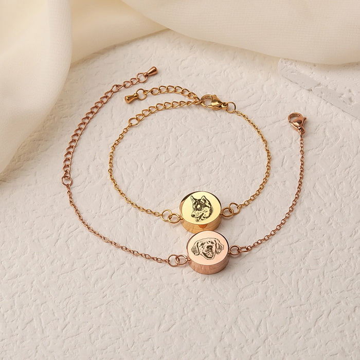 Pet Portrait Round Coin Memorial Bracelet Cremation Jewelry-Jewelry-Anavia-Afterlife Essentials