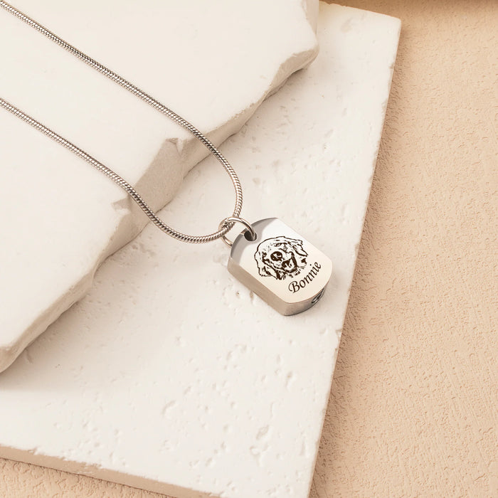 Custom Pet Portrait Dog Tag Memorial Necklace Cremation Jewelry-Jewelry-Anavia-Afterlife Essentials