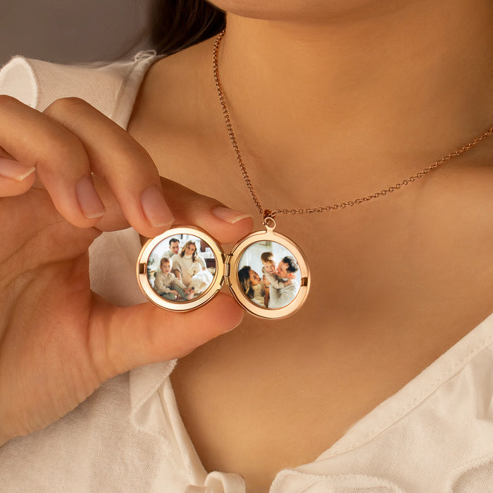 Round Flower Garden Bouquet Photo Locket Necklace-Jewelry-Anavia-Afterlife Essentials