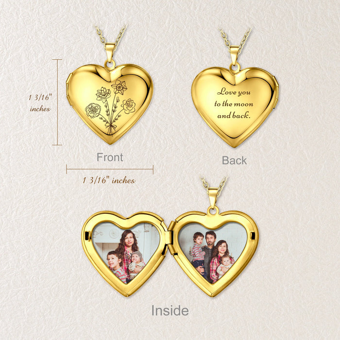 Heart Build Your Own Bouquet Photo Locket Necklace-Jewelry-Anavia-Afterlife Essentials