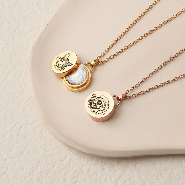 Pet Portrait Coin Memorial Cable Chain Necklace Cremation Jewelry-Jewelry-Anavia-Afterlife Essentials