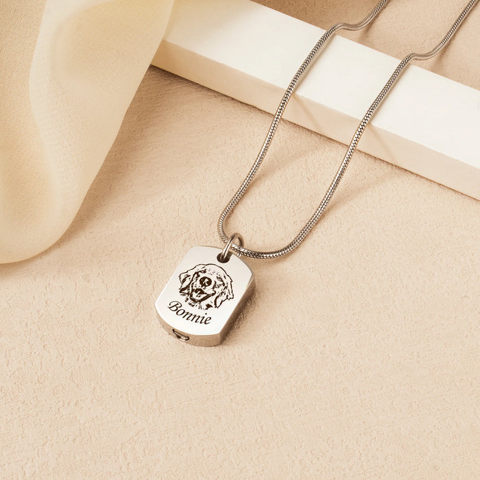 Custom Pet Portrait Dog Tag Memorial Necklace Cremation Jewelry-Jewelry-Anavia-Afterlife Essentials