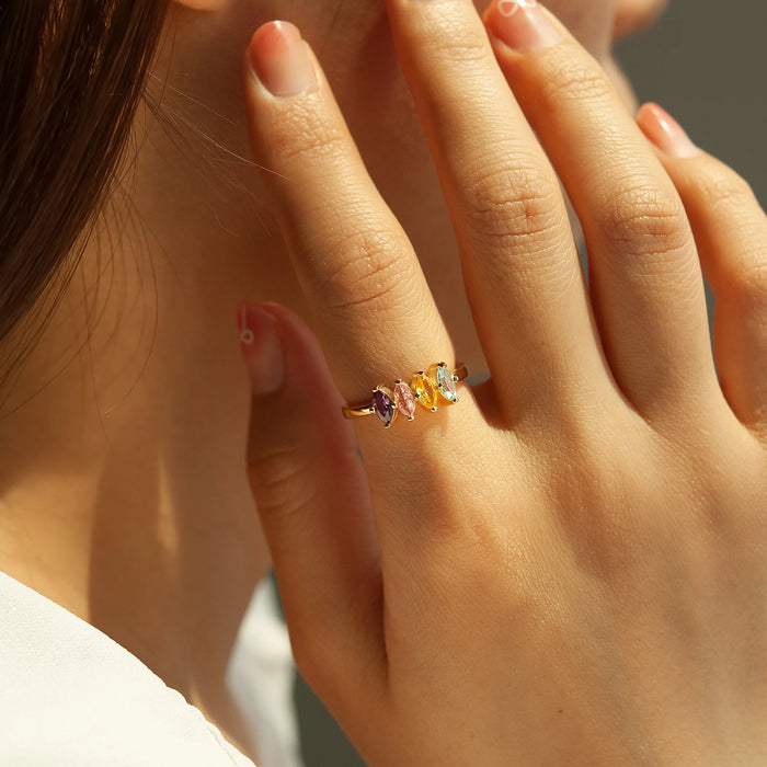Diamond Shaped Birthstone Ring-Jewelry-Anavia-Afterlife Essentials