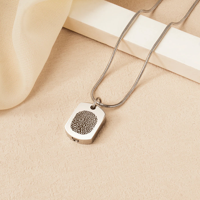Dog Tag Fingerprint Memorial Necklace Cremation Jewelry-Jewelry-Anavia-Afterlife Essentials