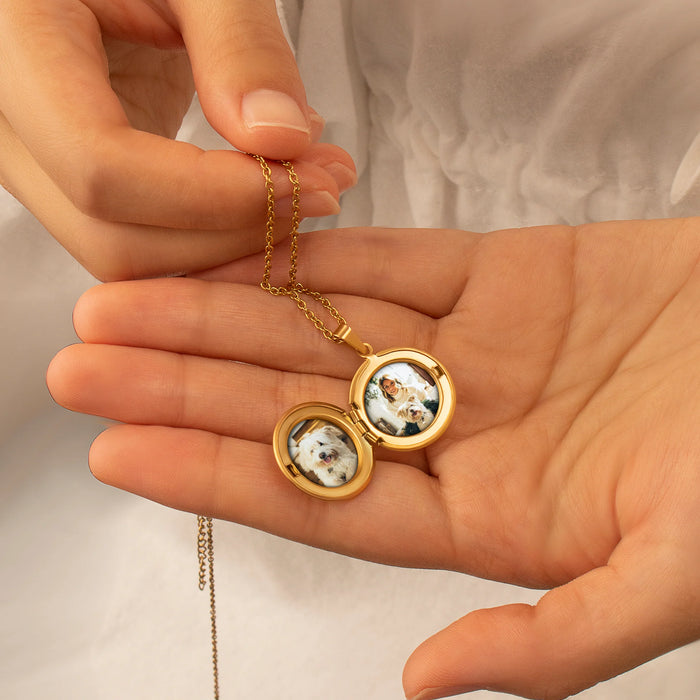 Round Photo Locket Necklace-Jewelry-Anavia-Afterlife Essentials