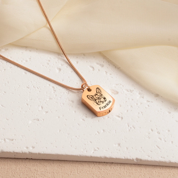 Custom Pet Portrait Dog Tag Memorial Necklace Cremation Jewelry-Jewelry-Anavia-Afterlife Essentials