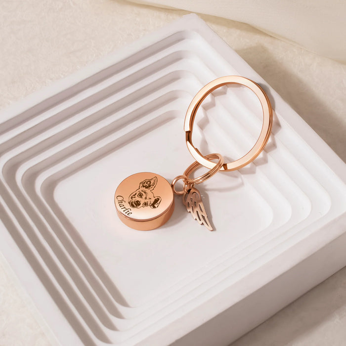 Round Pet Portrait Coin Memorial Key Chain-Jewelry-Anavia-Afterlife Essentials