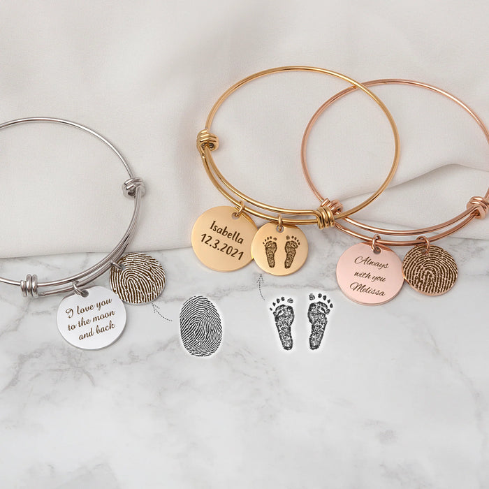 Fingerprint Adjustable Charm Memorial Bracelet-Jewelry-Anavia-Afterlife Essentials