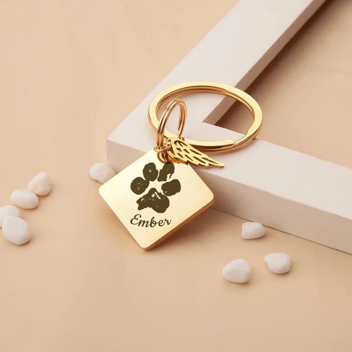 Paw Print Diamond Pet Memorial Key Chain-Jewelry-Anavia-Afterlife Essentials