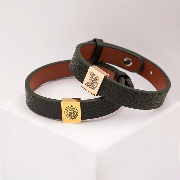 Personalized Pet Portrait Memorial Leather Bracelet-Jewelry-Anavia-Afterlife Essentials
