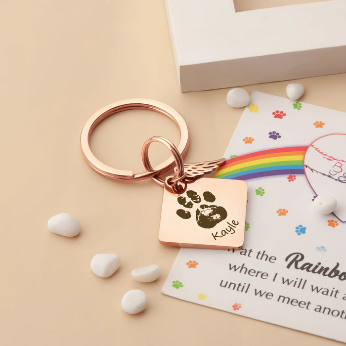 Paw Print Diamond Pet Memorial Key Chain-Jewelry-Anavia-Afterlife Essentials